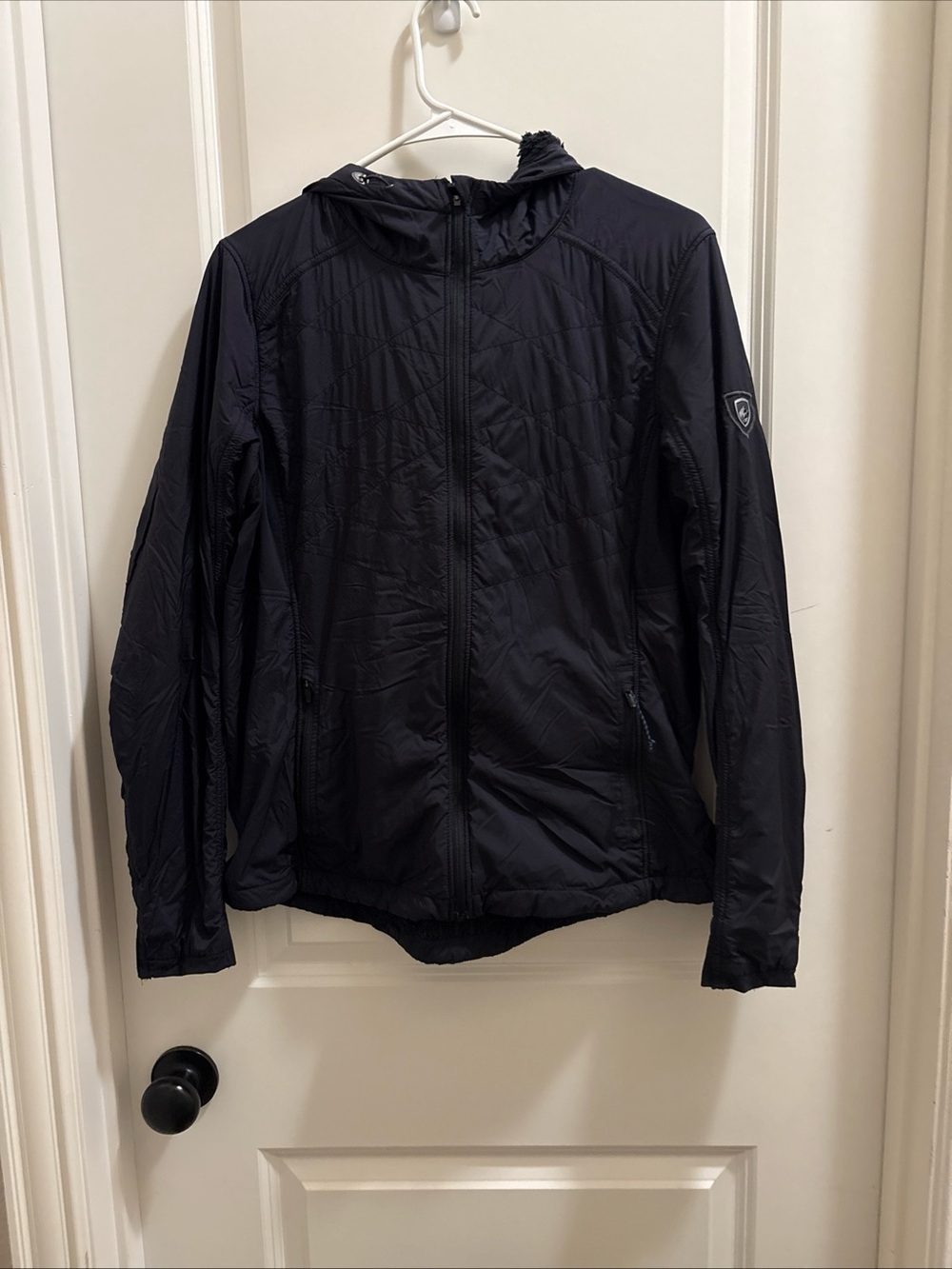 Kuhl The One Hoodie Womens Large Black Fleece Lined Jacket Softshell Outdoor